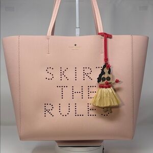 Kate Spade Flights of Fancy Skirt The Rules Hallie tote in pink saffiano